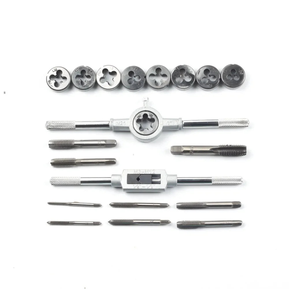 Metric Tap & Die Set 8/12/20Pcs M3–M12 Thread Cutting Kit