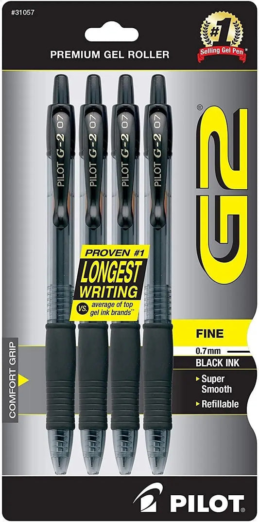 Premium Gel Roller Pens – 0.7mm Fine Point, Black Ink, Pack of 4 Peaceful Pleasures Health and Wellness United States