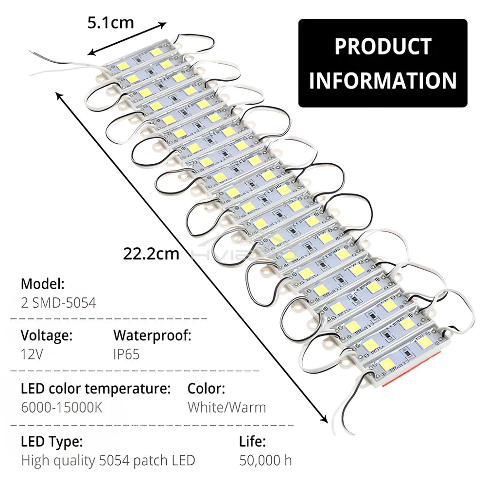 20-Pack 5054 SMD 12V Waterproof LED Modules – Home & Garden
