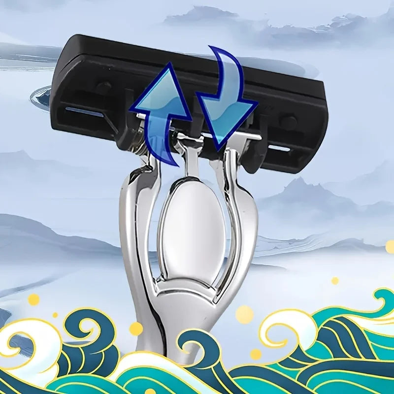 Men's 6-Blade Reusable Razor with Replaceable Head