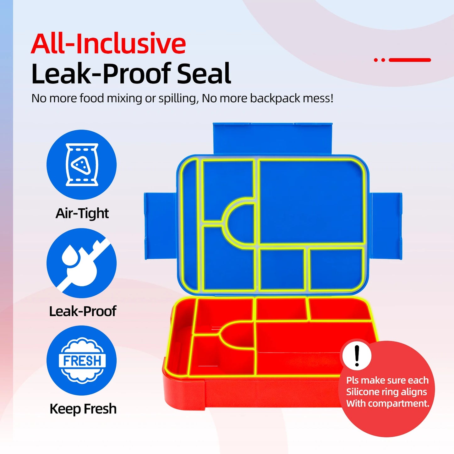 Kids Cartoon Bento Lunch Box – Leakproof Divided Microwave-Safe Food Container for School