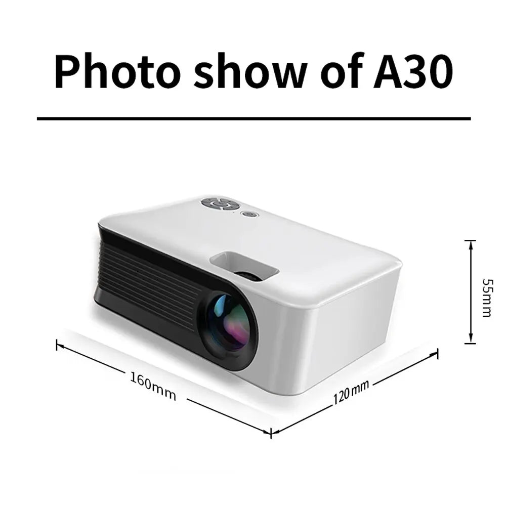 Portable Projector A30 Support 4K HDMI 1080P Mini Projectors Smart TV WIFI Home Theater Cinema Sync Android Phone Beamer LED Peaceful Pleasures Health and Wellness
