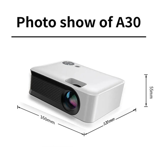 Portable Projector A30 Support 4K HDMI 1080P Mini Projectors Smart TV WIFI Home Theater Cinema Sync Android Phone Beamer LED Peaceful Pleasures Health and Wellness