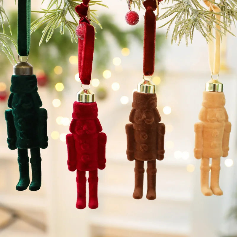 Flocked Nutcracker Soldier Christmas Tree Hanging Ornament