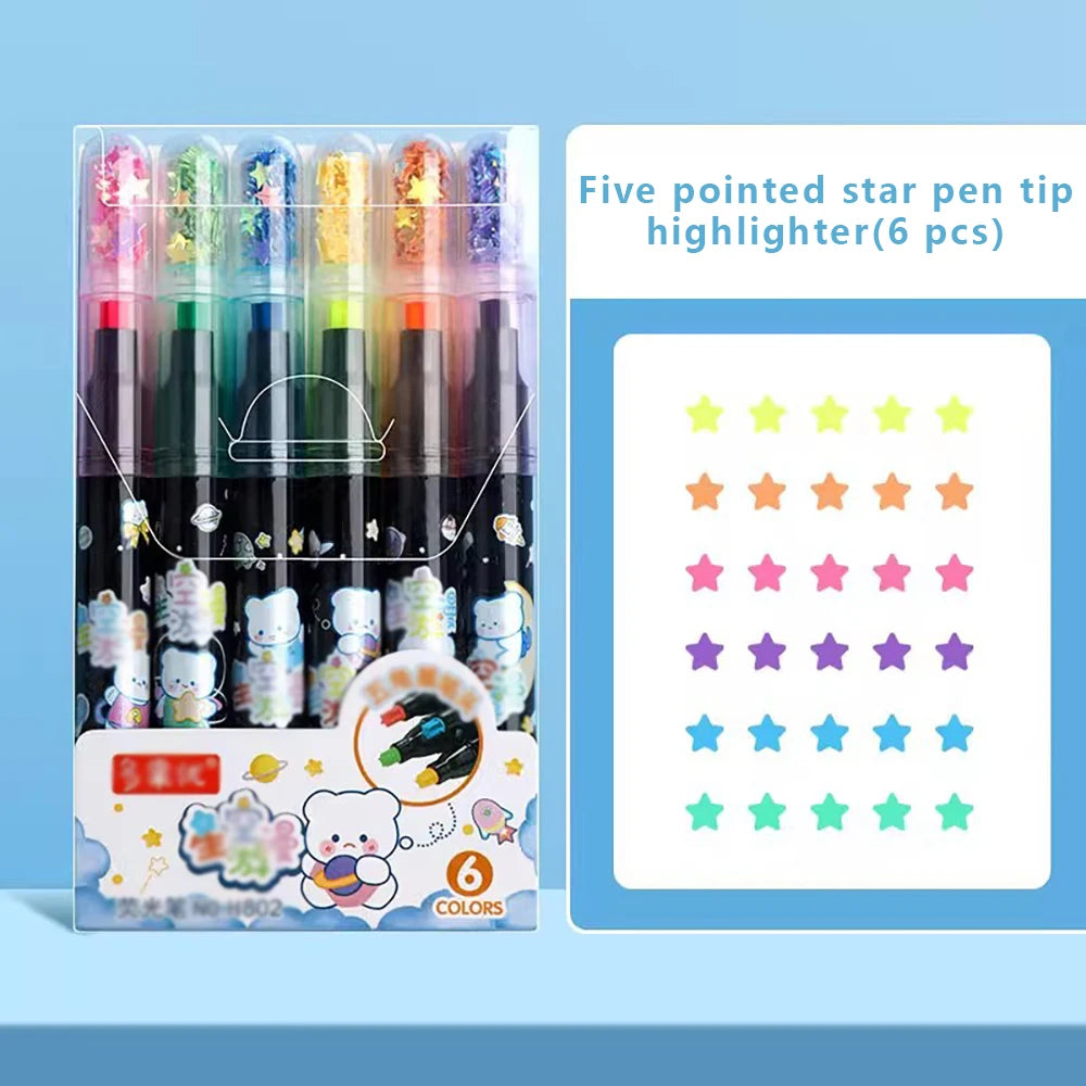 Cute Star Stamp Highlighter Art Marker DIY Hand Account Pen Office