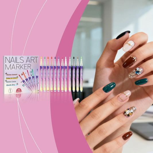 12pc Nail Art Graffiti Pens – Waterproof Quick-Dry DIY Liner Nail Art Pen Set Peaceful Pleasures Health and Wellness