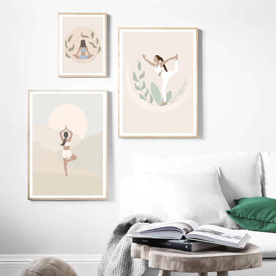 Calming Zen Canvas Painting Nordic Posters Prints Wall Art Pictures For Living Room Home Decor Boho Lotus Yoga Girl Meditation Peaceful Pleasures Health and Wellness
