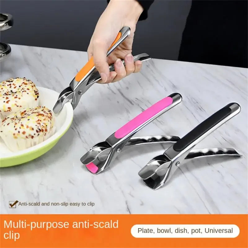 Kitchen Anti Scald Plate Bowl Dish Pot Holder Holder Stainless Steel Clamp Anti-hot Clip Lifter Kitchen Oven Accessories Tool Peaceful Pleasures Health and Wellness