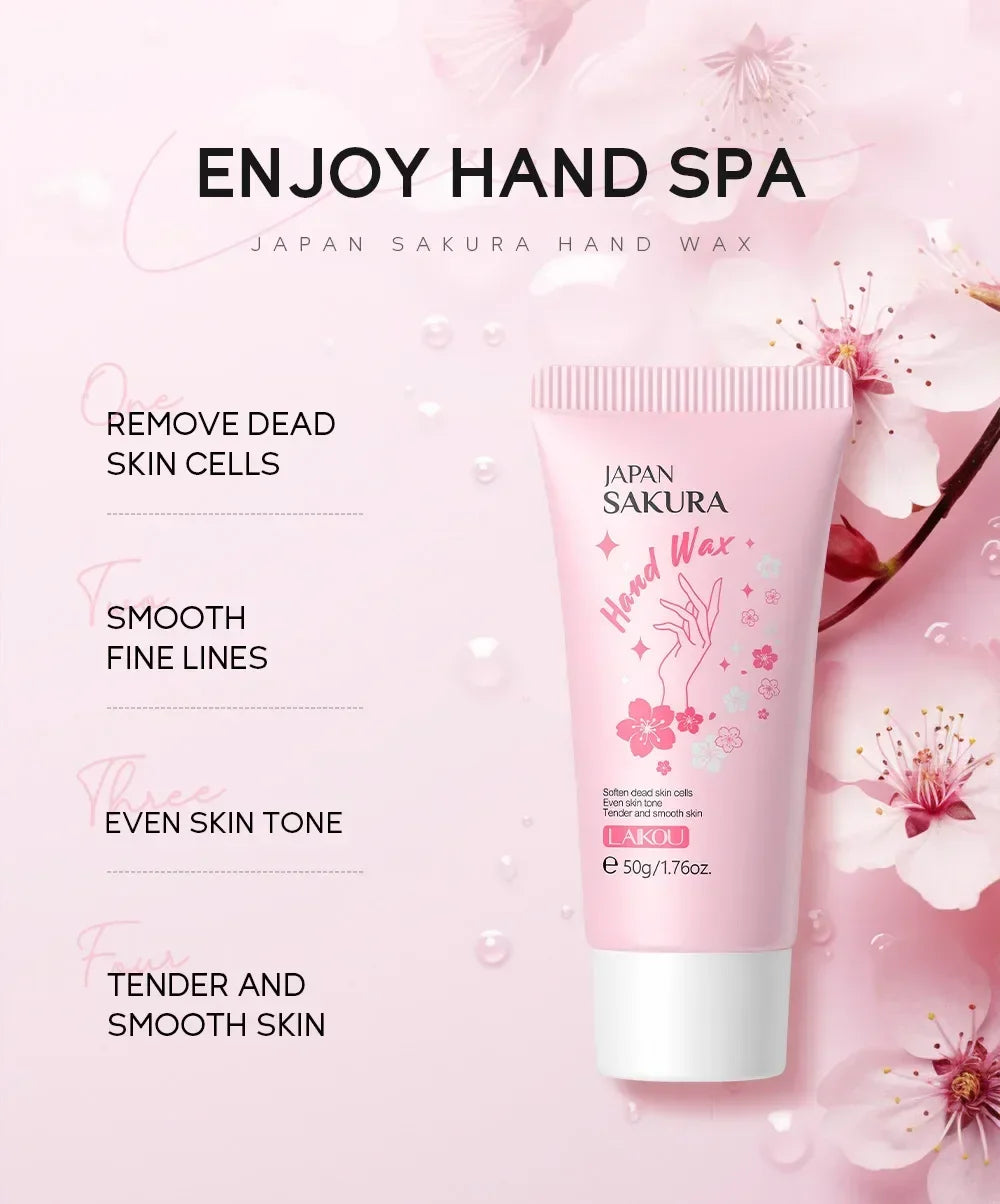 LAIKOU Cherry Blossom Honey Milk Hand Wax Mask – Exfoliating & Moisturizing Peaceful Pleasures Health and Wellness