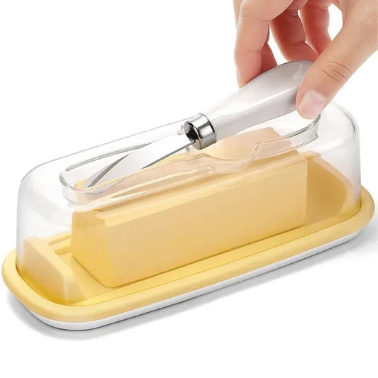 Fresh Keeping Butter Box with Lid and Knife Plastic Solid Cheese Storage Container Kitchen Supplies Butter Dish Peaceful Pleasures Health and Wellness
