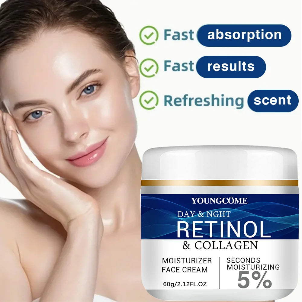 Collagen Retinol HyaluronicAcid Facial Cream Anti Aging Firming Lifting Fade Fine Lines Whitening Moisturizing Brightening Skin Peaceful Pleasures Health and Wellness