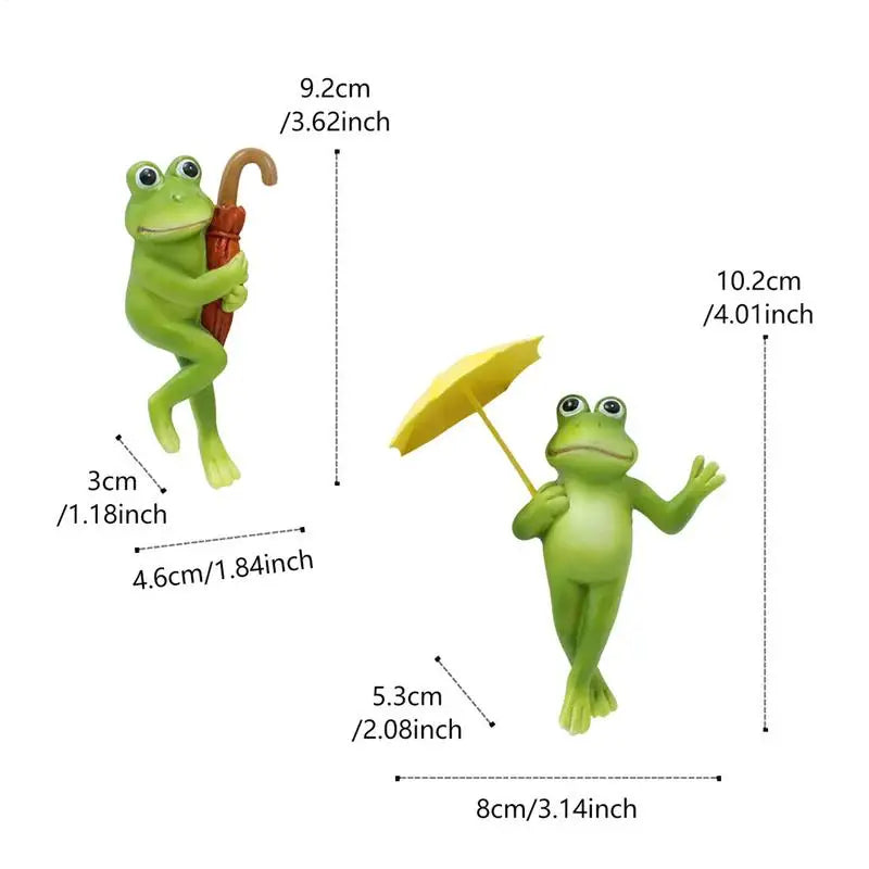 Frog Sculpture Outdoor Set Of 2 Resin Frog Sculpture With Umbrella Flower Pot Accessories Animal Ornaments Landscaping Figures Peaceful Pleasures Health and Wellness