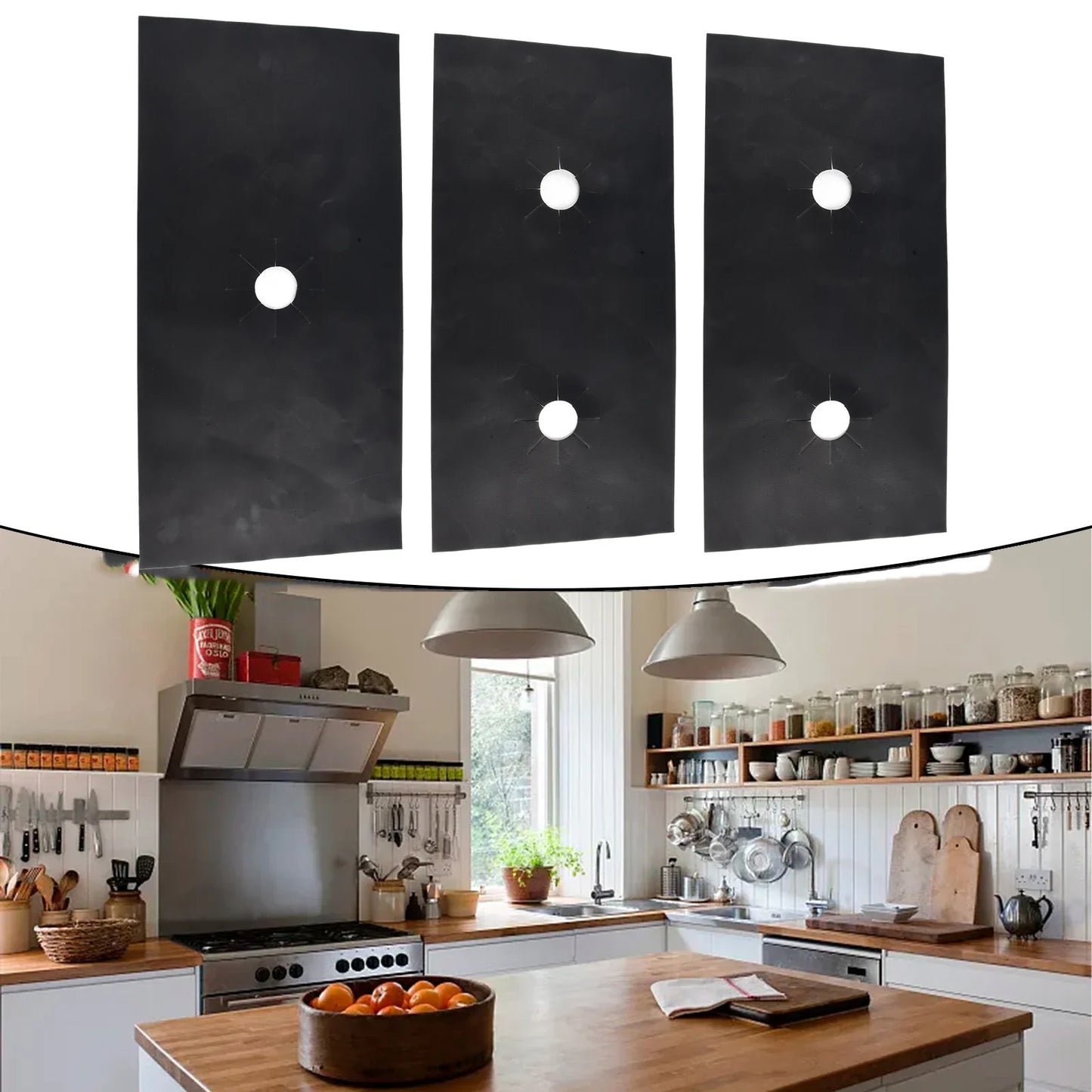 3-Piece Gas Stove Protector Pads | Fiberglass 54x27cm