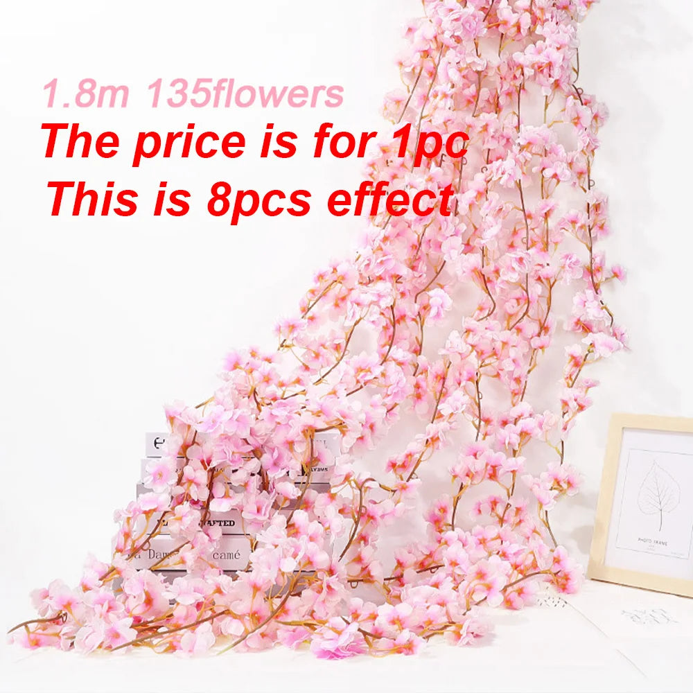 5.6ft Artificial Sakura Vine | Silk Cherry Blossom Décor