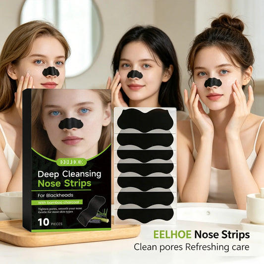Deep Cleansing Nose Strips Removing Blackhead Unclogs Pores Control Oil Smooths Nose Skin Refreshing Bamboo Charcoal Pore Strips Peaceful Pleasures Health and Wellness