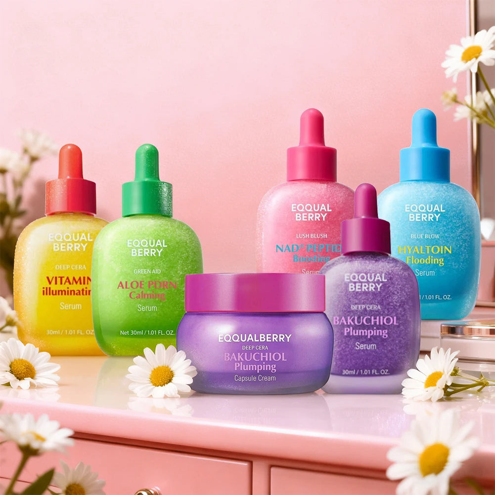 EQQUALBERRY Bakuchiol Plumping Serum with Ceramide & Peptides Facial Serum 30ml Firming and Plumping Capsule Face Cream Korean S Peaceful Pleasures Health and Wellness