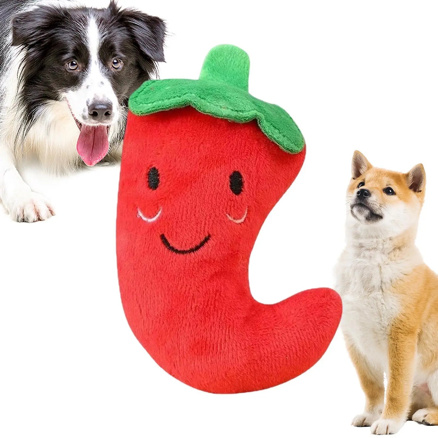 Chili-Shape Squeaky Plush Dog Toy – Bite-Resistant Chew Toy