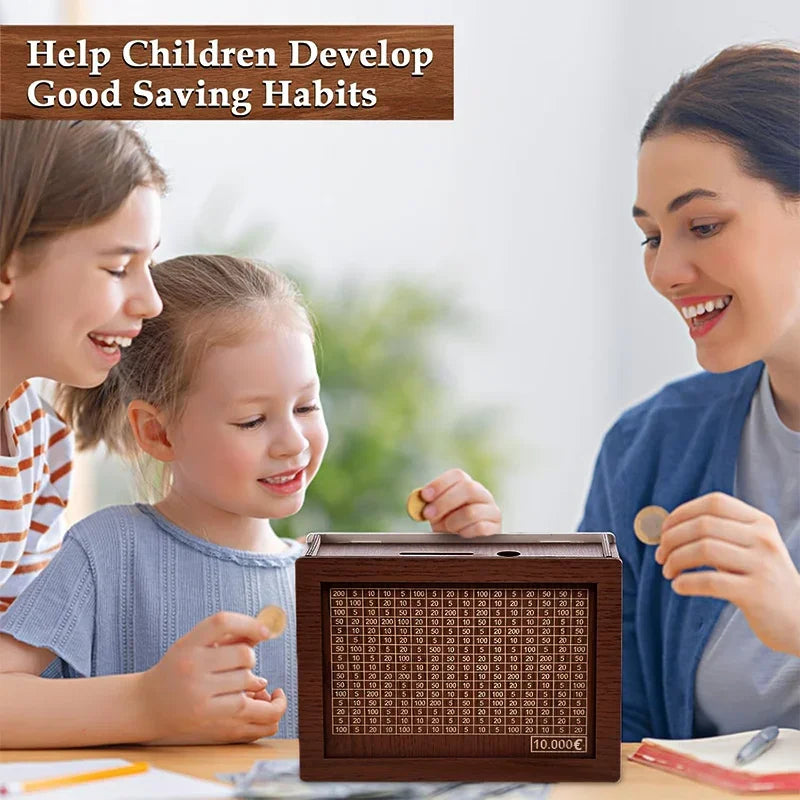 Wooden Money Saving Challenge Box – 1000 to 10000 Piggy Bank