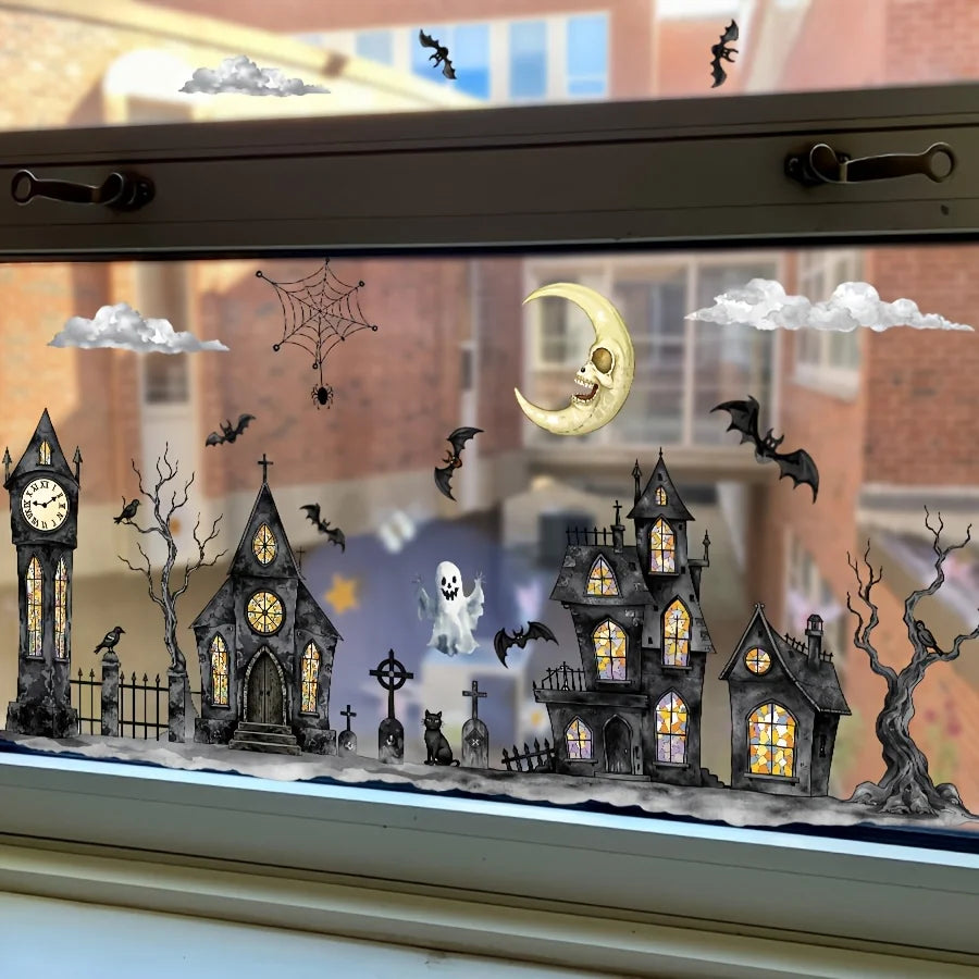 Halloween Window Clings Decorations Sticker Ghosts Pumpkins Office