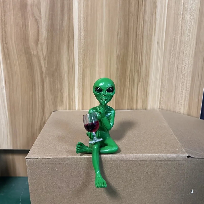 1Pcs Alien Red Wine Statue—A Space-Themed Decorative Masterpiece, Suitable for Desktop/Bookshelf/Wine Cabinet, a Must-Have for Science Fiction Fans | Alien Sculpture | Science Fiction Themed Ornaments | Creative Gift Peaceful Pleasures Health and Wellness