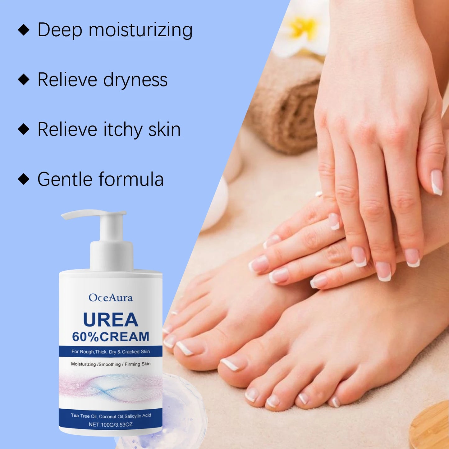 OceAura 60% Urea Foot Cream – Cracked Heel & Callus Repair Urea Foot Cream Peaceful Pleasures Health and Wellness