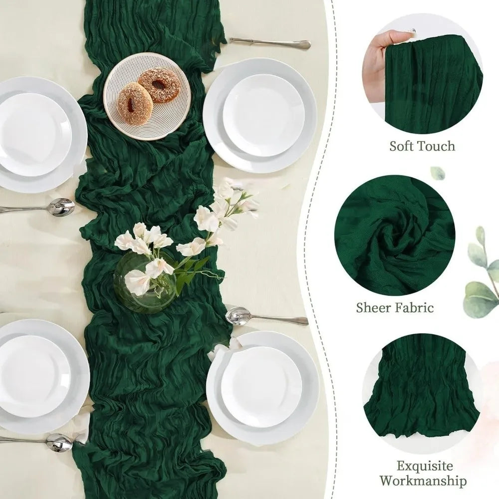 Crepe Table Runner Pleated Polyester Washable 180/300/400cm