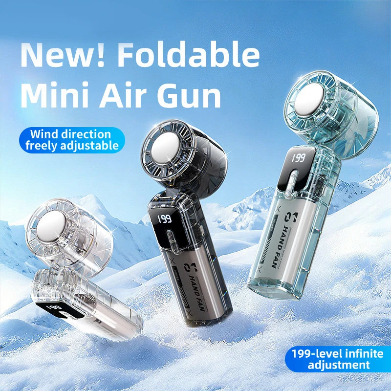 Transparent Mini Portable Fan Quiet Turbo 90° Foldable Cooling Outdoor Handheld Lightweight Fan For Home Travel Outdoor Peaceful Pleasures Health and Wellness