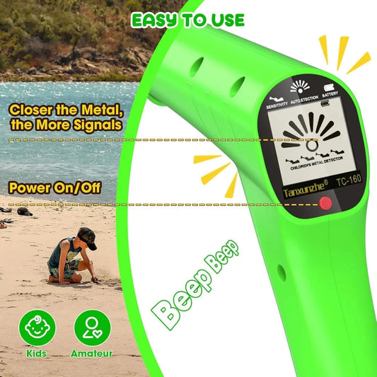 Kids Outdoor Educational Toy LCD Metal Detector 27.5"-37.8" Adjustable 6.5" Coil Peaceful Pleasures Health and Wellness