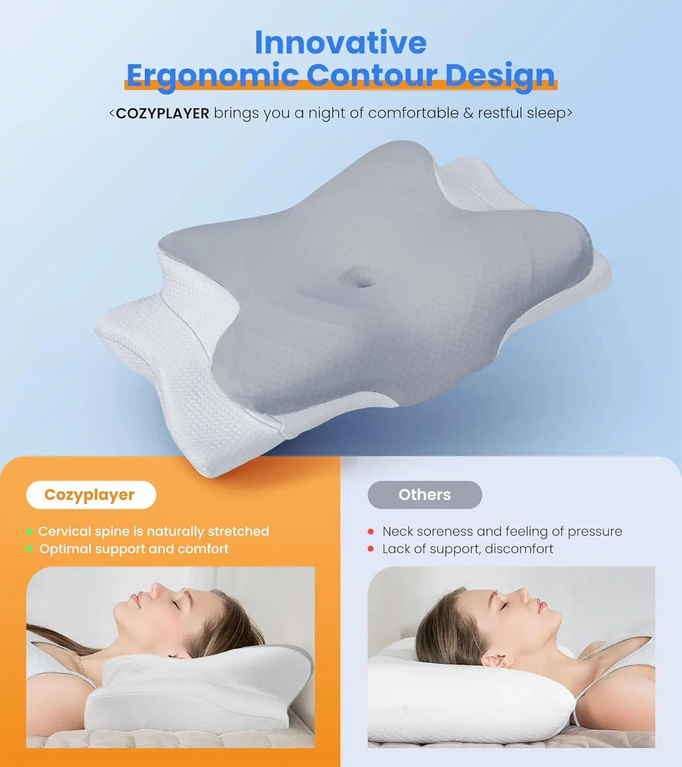 Ultra Pain Relief Cooling Pillow for Neck Support Adjustable Cervical Pillow Cozy Sleeping Ergonomic Contour Memory Foam Pillows Peaceful Pleasures Health and Wellness