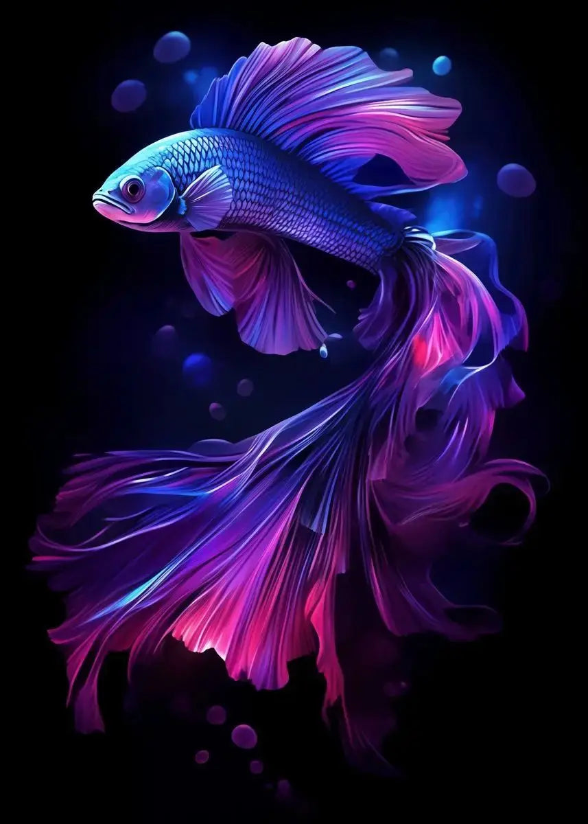 Tropical Fish Canvas Wall Art | Betta Goldfish Rainbow Fish Print