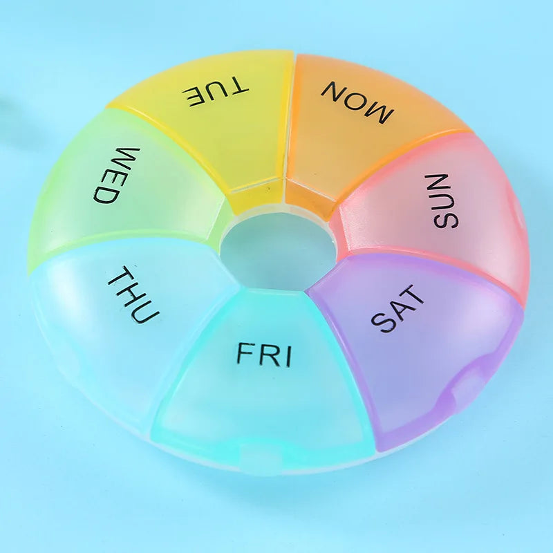 7-Day Weekly Pill Organizer | Portable Round Travel Pill Case
