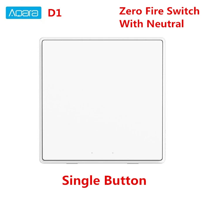 Aqara D1 Smart Wall Switch Zigbee Wireless Remote Control Key Light Switch Neutral Fire Wire Triple Button For Mijia Smart Home Peaceful Pleasures Health and Wellness With Neutral 1Key