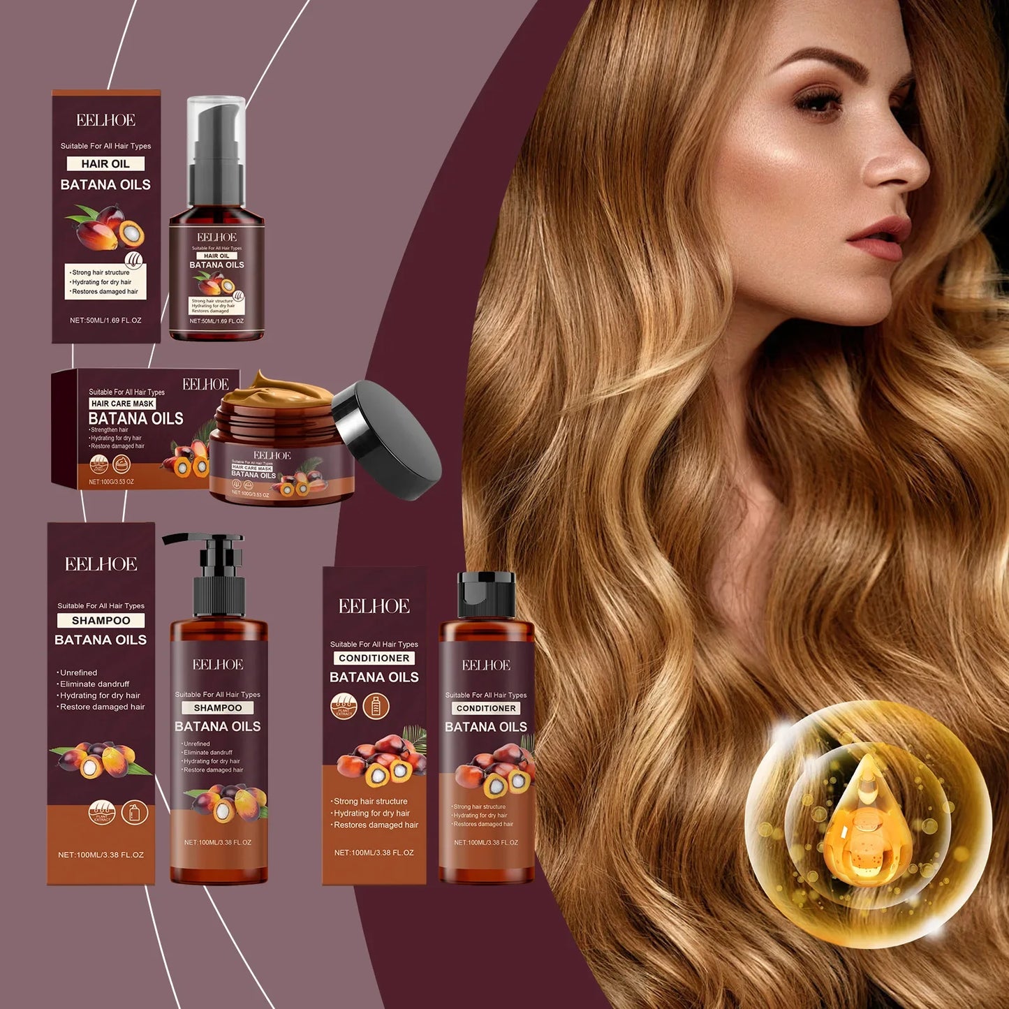 EELHOE Batana Oil Hair Care Set – Nourish & Strengthen Hair