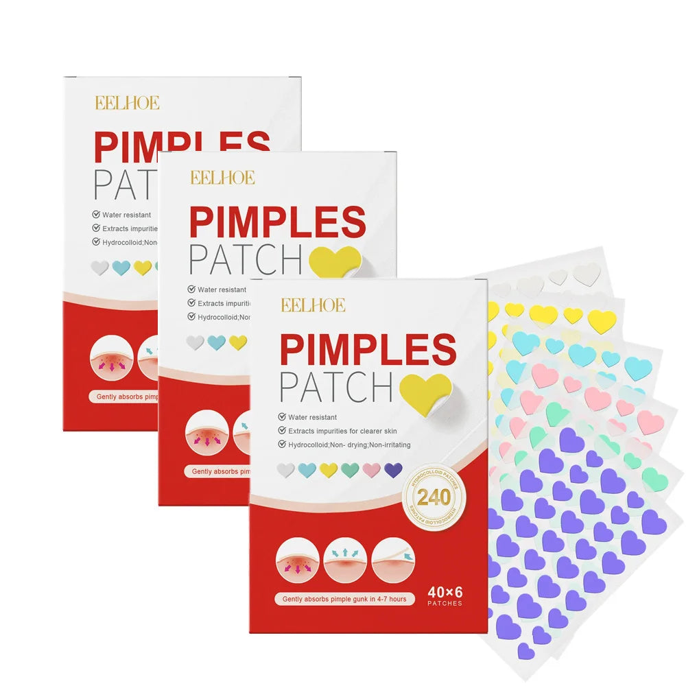 240pcs New Pimple Patch Acne Patches Heart/Star/Flower/Round Shape Acne Dots Patches Moisturizes for Covering Zits and Blemishes Peaceful Pleasures Health and Wellness Heart x 3 Box