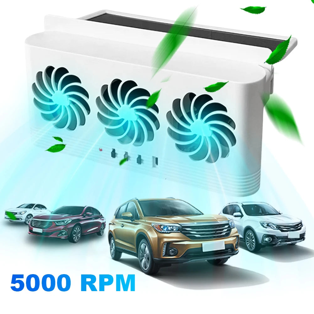 Solar Car Exhaust Fan – Triple Vent Auto Ventilator Peaceful Pleasures Health and Wellness