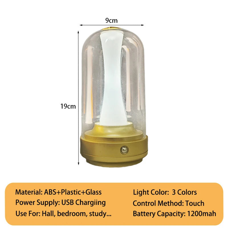 Dimmable Candle Room Lamp Rechargeable Touch Waterproof Reading Mood Light For Home Bedside Bar Desk Outdoor Mushroom Lamp Peaceful Pleasures Health and Wellness Golden changeable