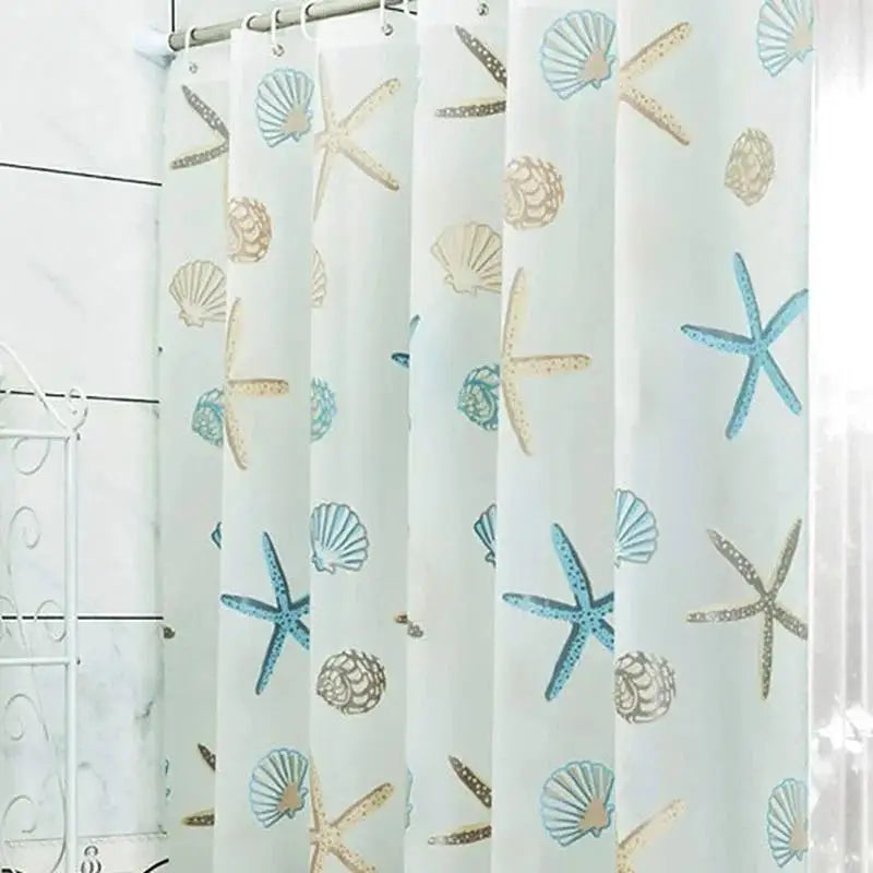 Creative Ocean Creature Bathroom Curtains Geometric Pattern