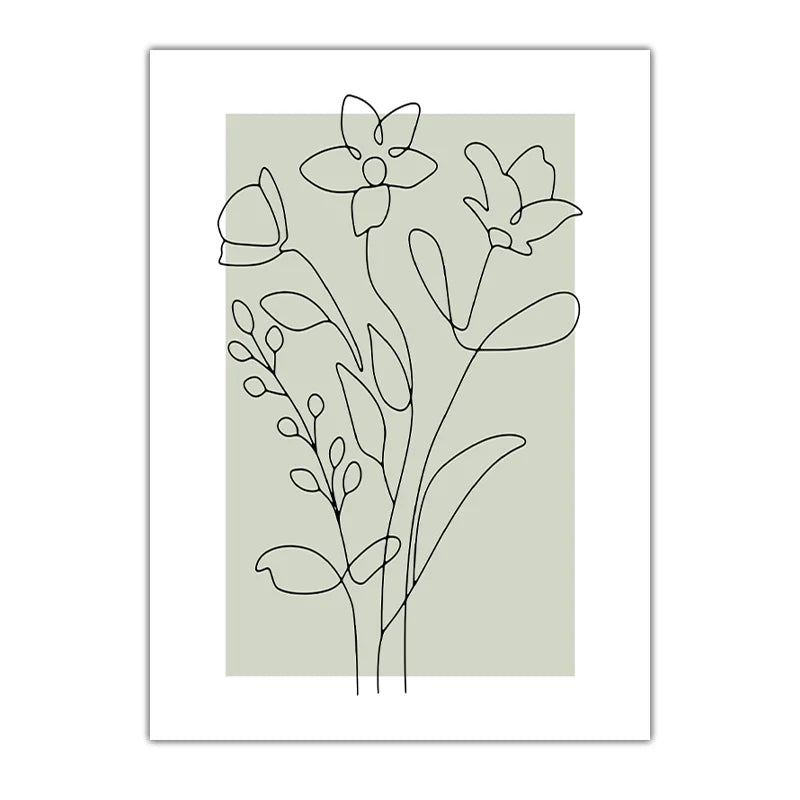 Nordic Floral Canvas Wall Art – Black & White Minimalist Print Canvas Wall Art Print Peaceful Pleasures Health and Wellness 04 21X30cm No Frame China Mainland