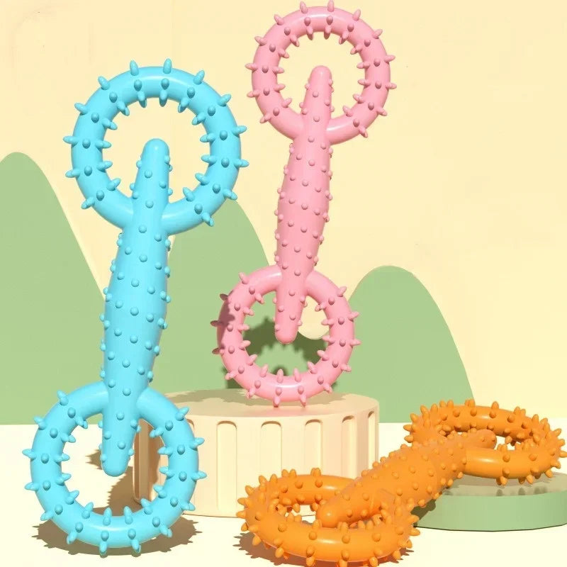 Interactive Dog Pull Ring Chew Toy | Durable Rubber Teeth Cleaner