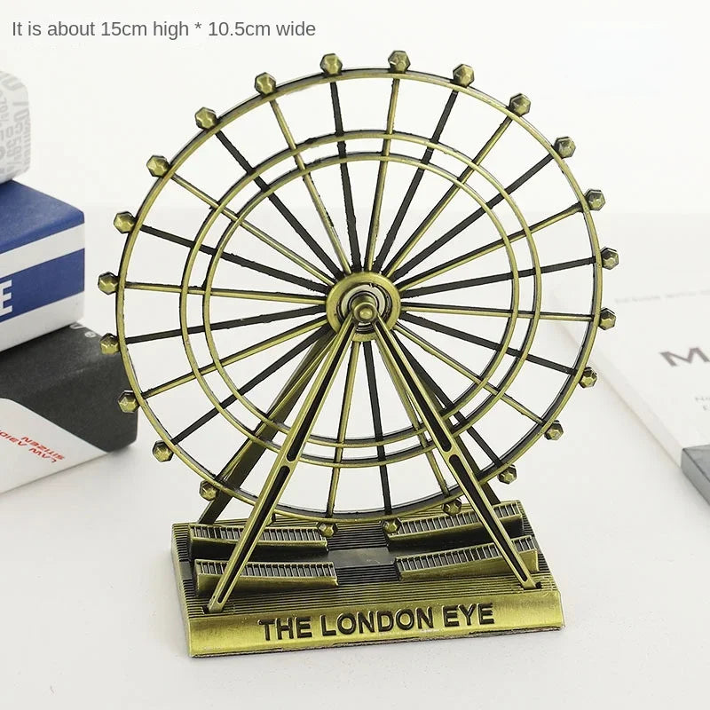 World Renowned Landmark Building Big Ben Model with A Clock Ferris Wheel Home Office Display Window Desktop Decoration Souvenir Peaceful Pleasures Health and Wellness B