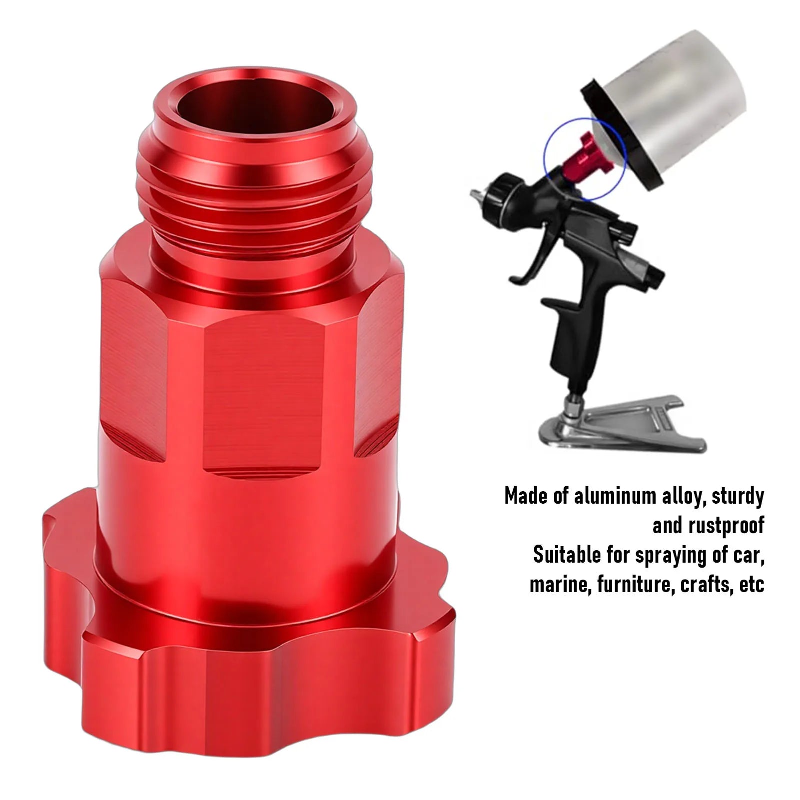 Spray Gun Cup Adapters Aluminum Alloy Paint Sprayer Cup Converter M16 Male Thread 1.5mm Pitch Red Paint Sprayer Cup Adapter Peaceful Pleasures Health and Wellness