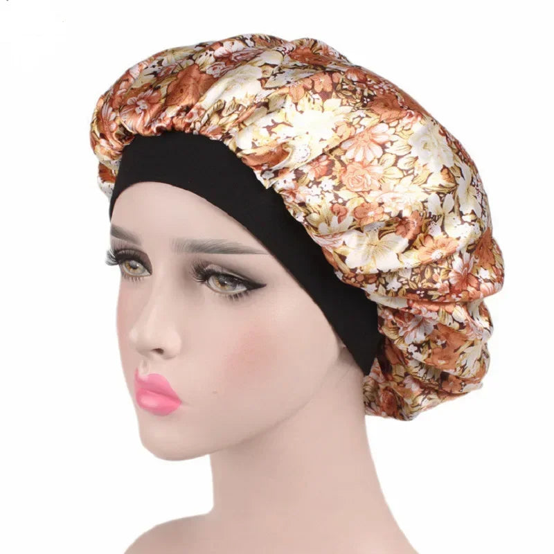 Satin Sleep Bonnet with Elastic Wide Band – Women's Head Wrap