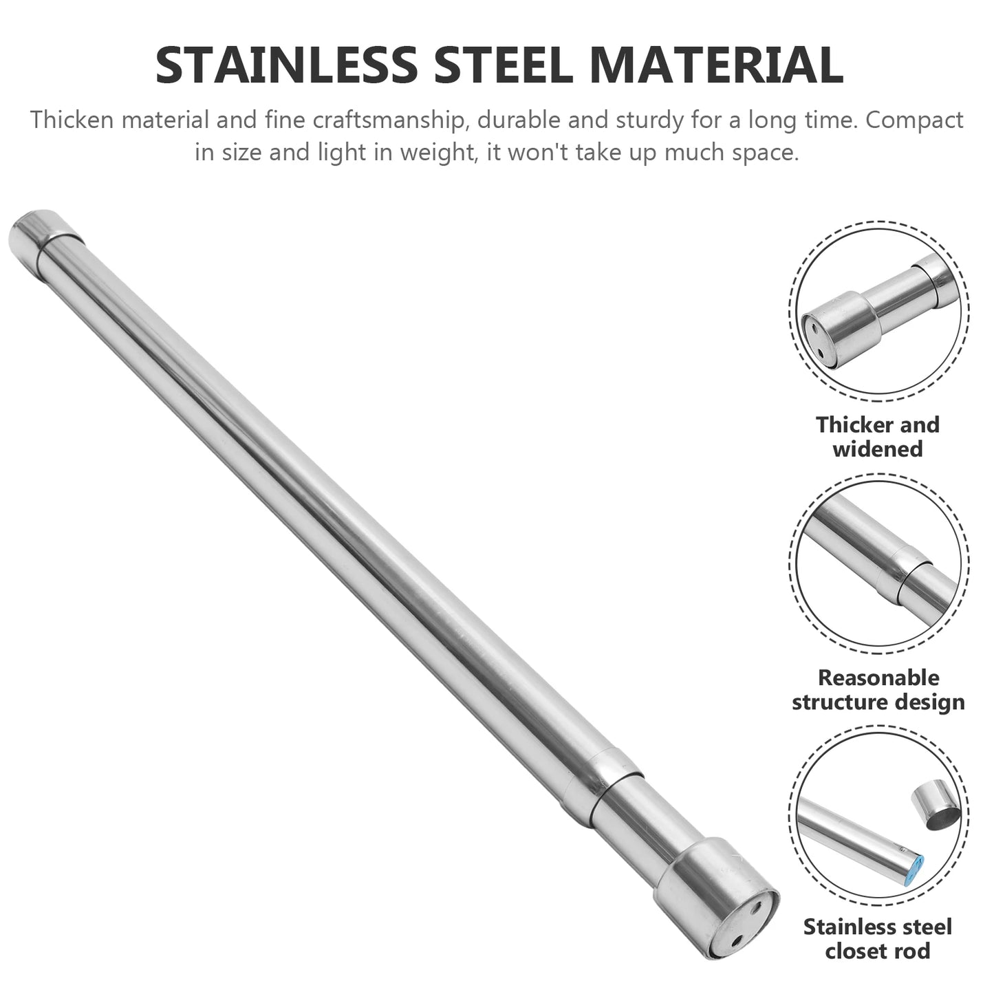 Adjustable Closet Rod Telescopic Clothesline Drying Pole Stainless Steel Hanging Clothes Rod For Cabinet Wardrobe Clothes Rack Peaceful Pleasures Health and Wellness