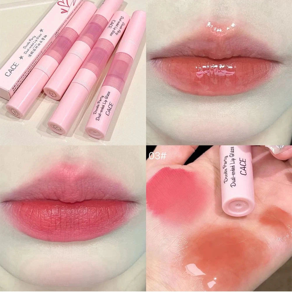 Double-Headed Lip Gloss | Matte Velvet & Mirror Finish, 4 Colors