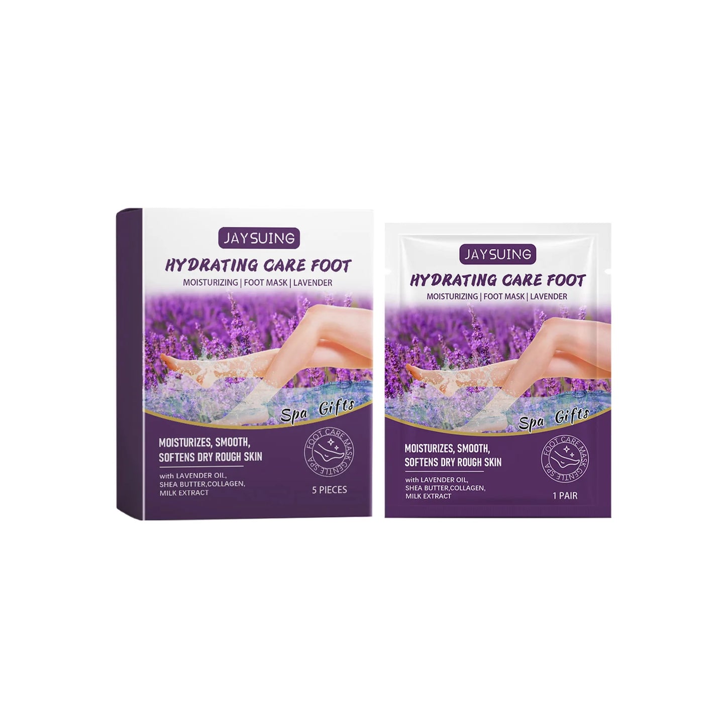 Exfoliating Foot Mask Anti Cracked Remove Dead Skin Heel Calluses Enhances Elasticity Moisturize Brighten Soften Feet Skin Care Peaceful Pleasures Health and Wellness Lavender 5pcs