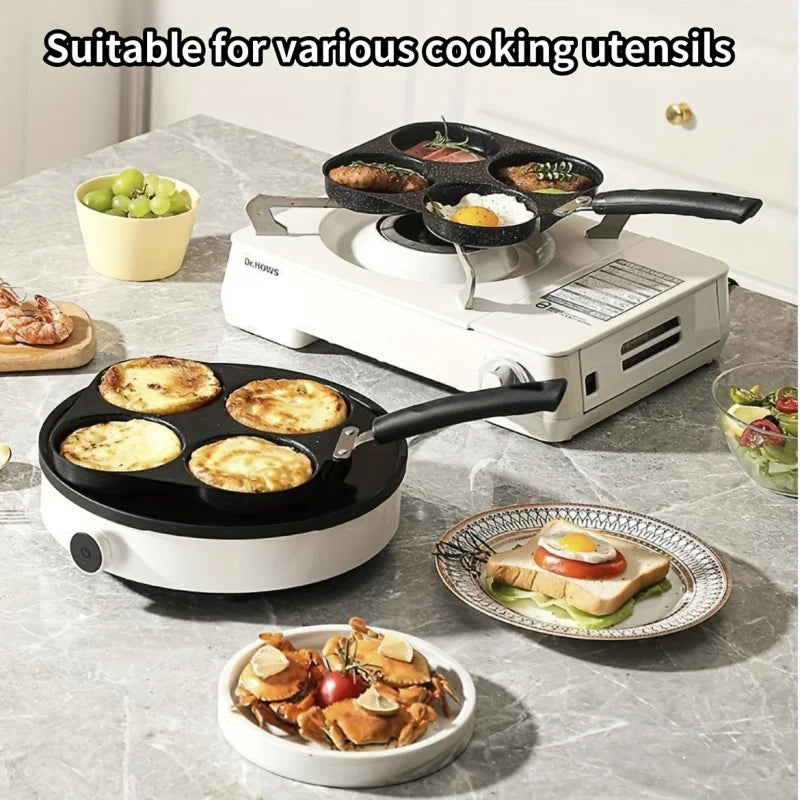 1 Cast Iron Non-Stick Omelette Pan, Pancake and Burger Cooker, Suitable for Gas and Electric Stoves, Multi-Burner Design, Ideal Peaceful Pleasures Health and Wellness