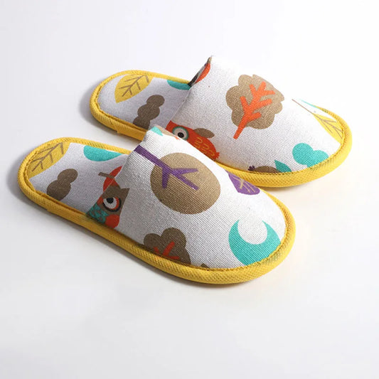 Kids Cartoon Animal Disposable Slippers | Owl Cat Hotel Travel Kids Disposable Slippers Peaceful Pleasures Health and Wellness