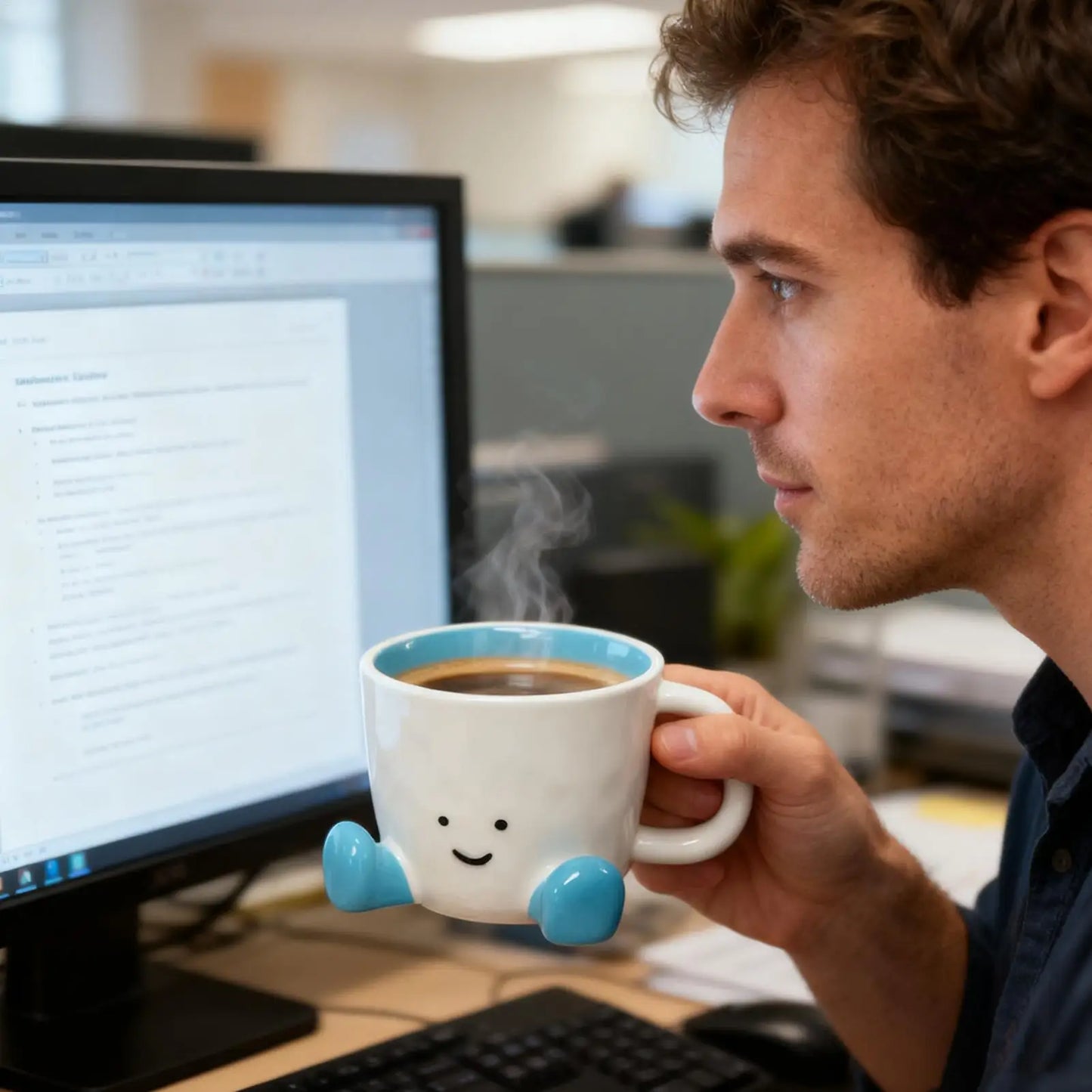 Funny Ceramic Coffee Mug – Cute Cartoon Cup for Hot & Cold Drinks