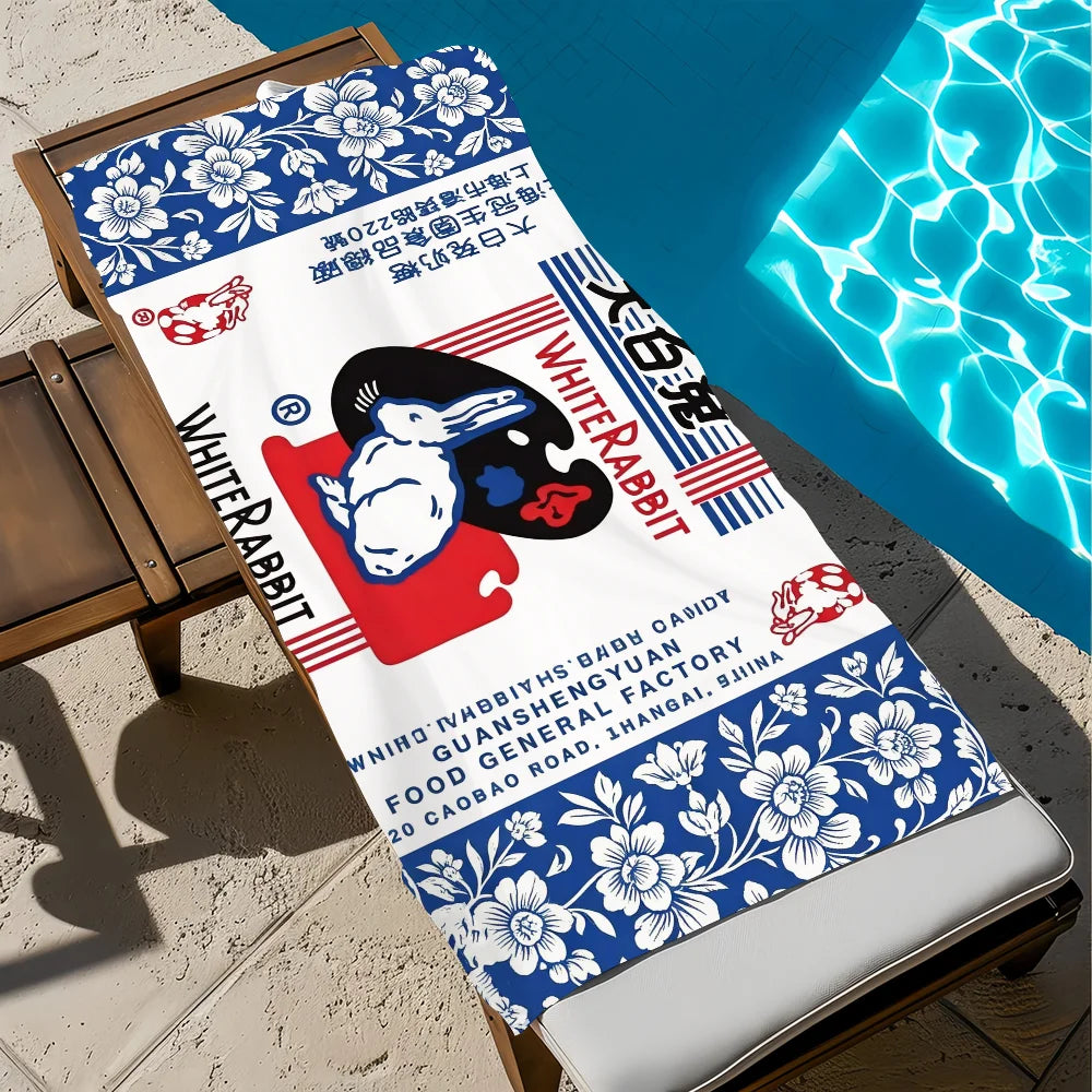 Cute Rabbit Quick-Dry Beach Towel | Soft Microfiber Pool Towel Quick-Dry Beach Towel Peaceful Pleasures Health and Wellness z7 STJ150x260CM