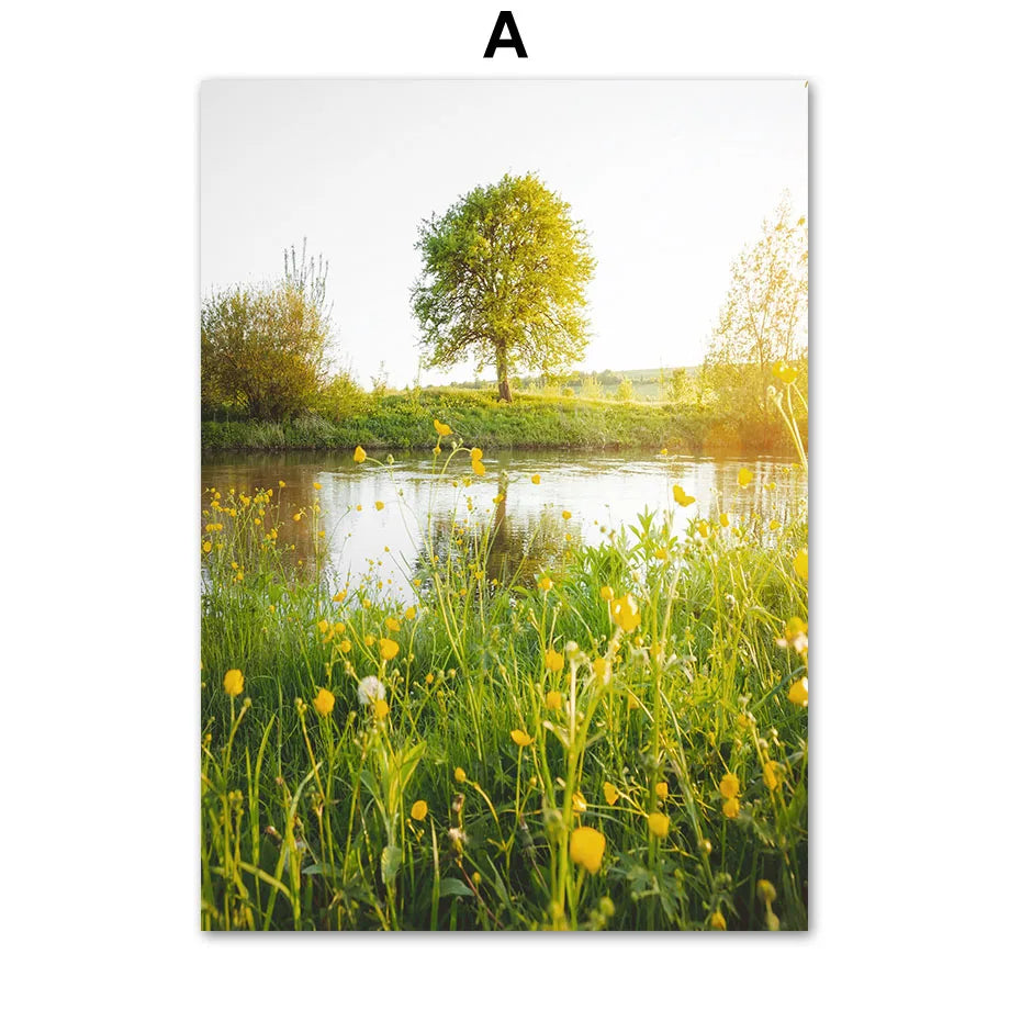 Spring Floral Frameless Canvas Print | Modern Wall Art Poster Canvas Wall Art Print Peaceful Pleasures Health and Wellness A 40x60cm Unframed